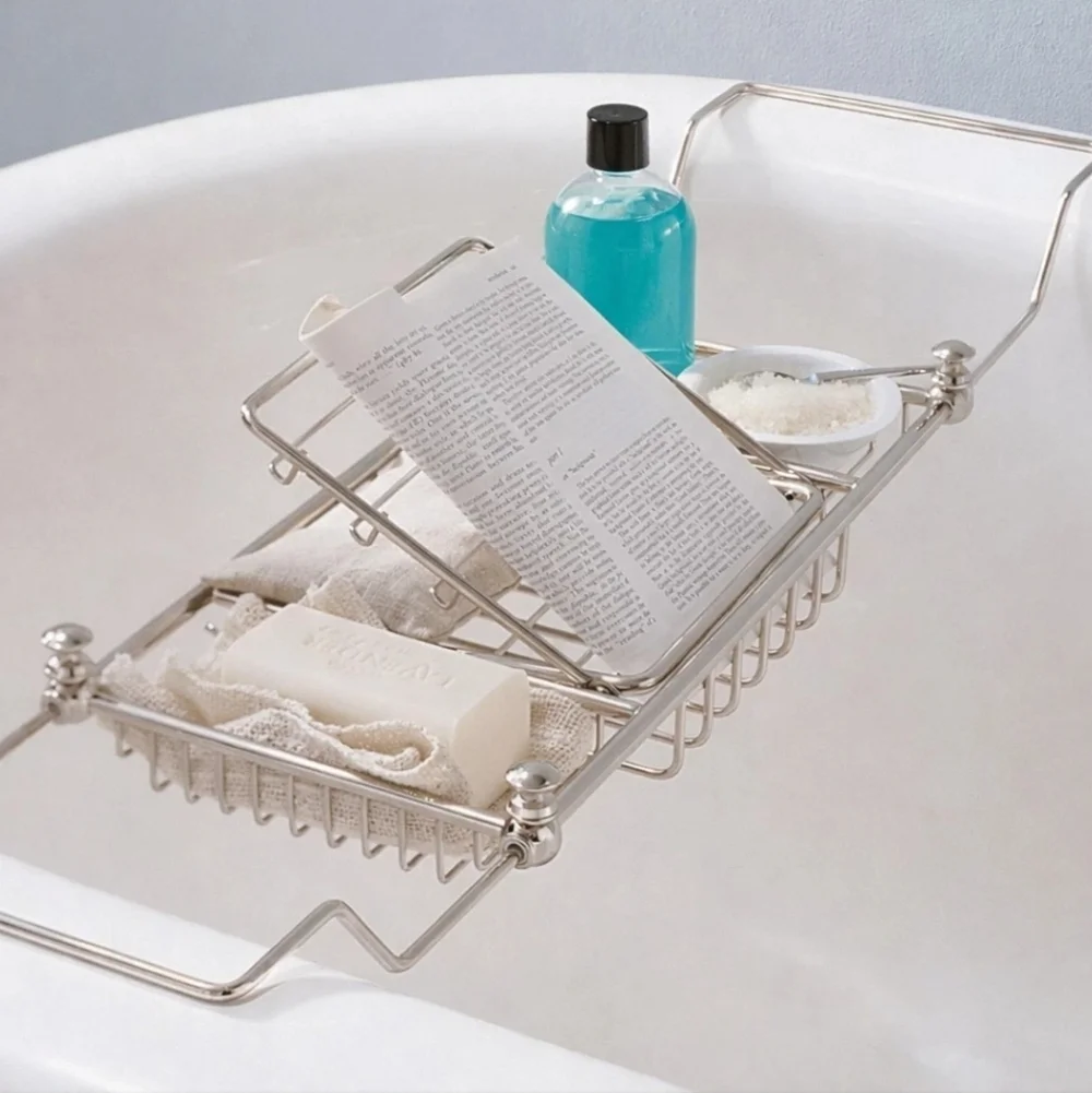 Pottery Barn Mercer Polished Nickel Bathroom Accessory Bathtub Caddy